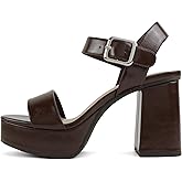 Soda “MACEY” ~ Women Open Square Toe Single Band High Heel Platform Dress Sandal with Adjustable Ankle Strap