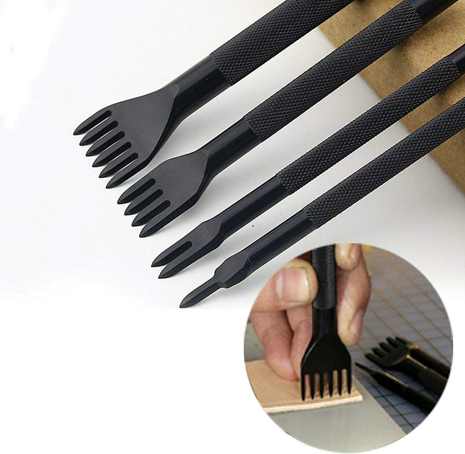 Knoweasy Leather Carft Tools Kit 18 Pcs, Leather Craft DIY Tool for Hand Sewing Stitching, Stamping Set and Saddle Making, Stitching Carving Working