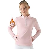 Willit Girls Fleece Long Sleeve Shirts Winter Horse Riding Jacket Half Zip Kids Sweatshirts Thermal Coat