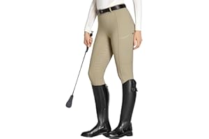 FitsT4 Sports Women's Full Seat Riding Tights with Zipper Pockets Horseback Riding Pants Equestrian Breeches for Women