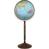 Treasury 12" Diameter Globe, USA Cartography, Convertible to Desktop with Raised Mountain Relief and Sturdy Metal Base and Hand Turned Hard Wood Stand. This economical 12&rdquo; floor model stands 32&rdquo; high on a durable metal base and attractive wooden pedestal. Easily converted to a table globe, added features include gyro-matic mounting and calibrated full meridian.
