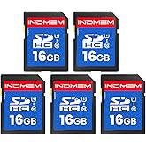 INDMEM SD Card 16GB (5 Pack) - SDHC Flash Memory Card UHS-I U1 Class 10 High-Speed Full HD Video Compatible with Digital Poin