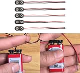 Gunwon 5Pcs 9V Battery Snap Connector I Type with 15 cm Leads PP3 Clip view 3