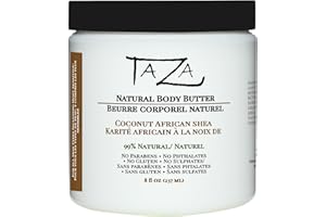 Premium Taza Natural Coconut Body Butter, 8 fl oz (237 ml) Plant Based Ingredients Contains: African Shea Butter, Beeswax, Co