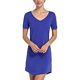Chamllymers Cotton Sleep Shirts for Women Soft Sleepwear Loose Fit Night Shirts V-neck Nightwear