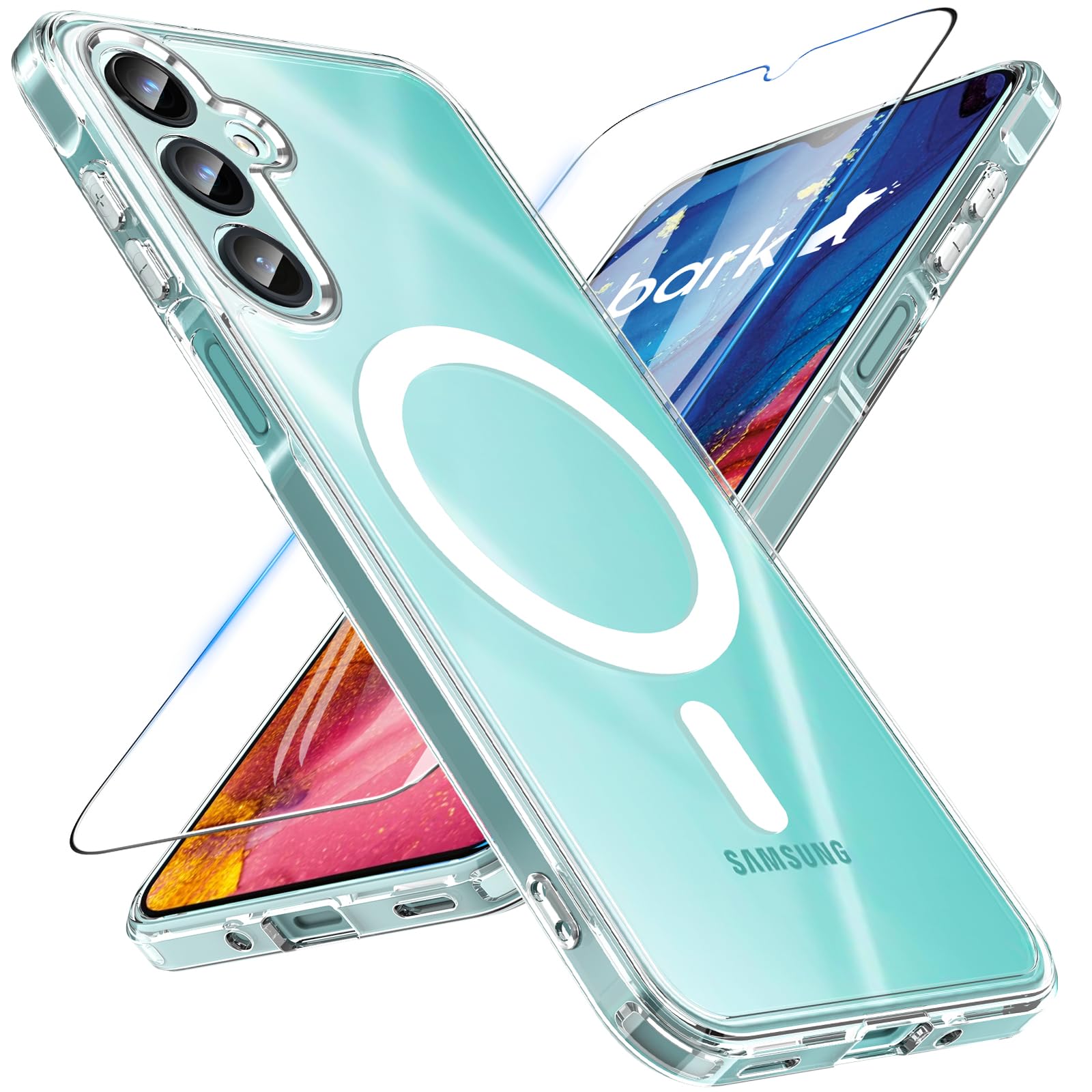 Photo 1 of RC1WD Magnetic for Bark Phone A16 Case with Screen Protector, Shockproof Non-Yellowing Protective Cover for Bark Phone A16 5G Case (Clear)