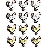 Mimalexin 12PCS Chicken Silicone Beads, 2 Colors Rooster Silicone Focal Beads for Keychain Making, Animal Themed Loose Beads Bulk for Beaded Pen DIY Handicrafts Necklace Bracelet Lanyard Pendants