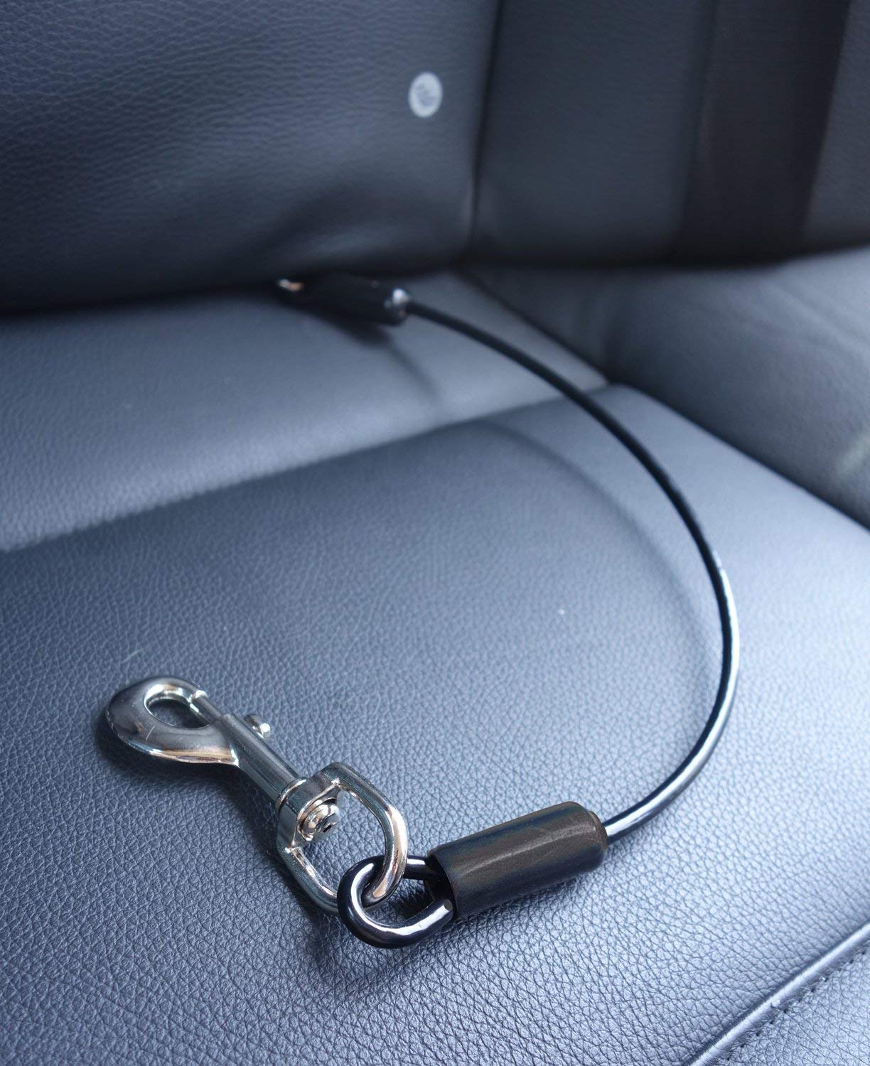 Photo 1 of Leash Boss Dog Car Seat Belt Restraint - No-Chew Heavy Duty Car Seatbelt for Pets - 5 Sizes - Coated Steel Rope to Prevent Chewing (26 in) - Restraints for Dogs in Cars - Dog Seat Belt for Car