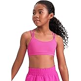 CRZ YOGA Girls Softness Mold Butterluxe Cross Sports Bra - Yoga Athletic Casual Double Spaghetti Strap Scoop Neck Kids Teen