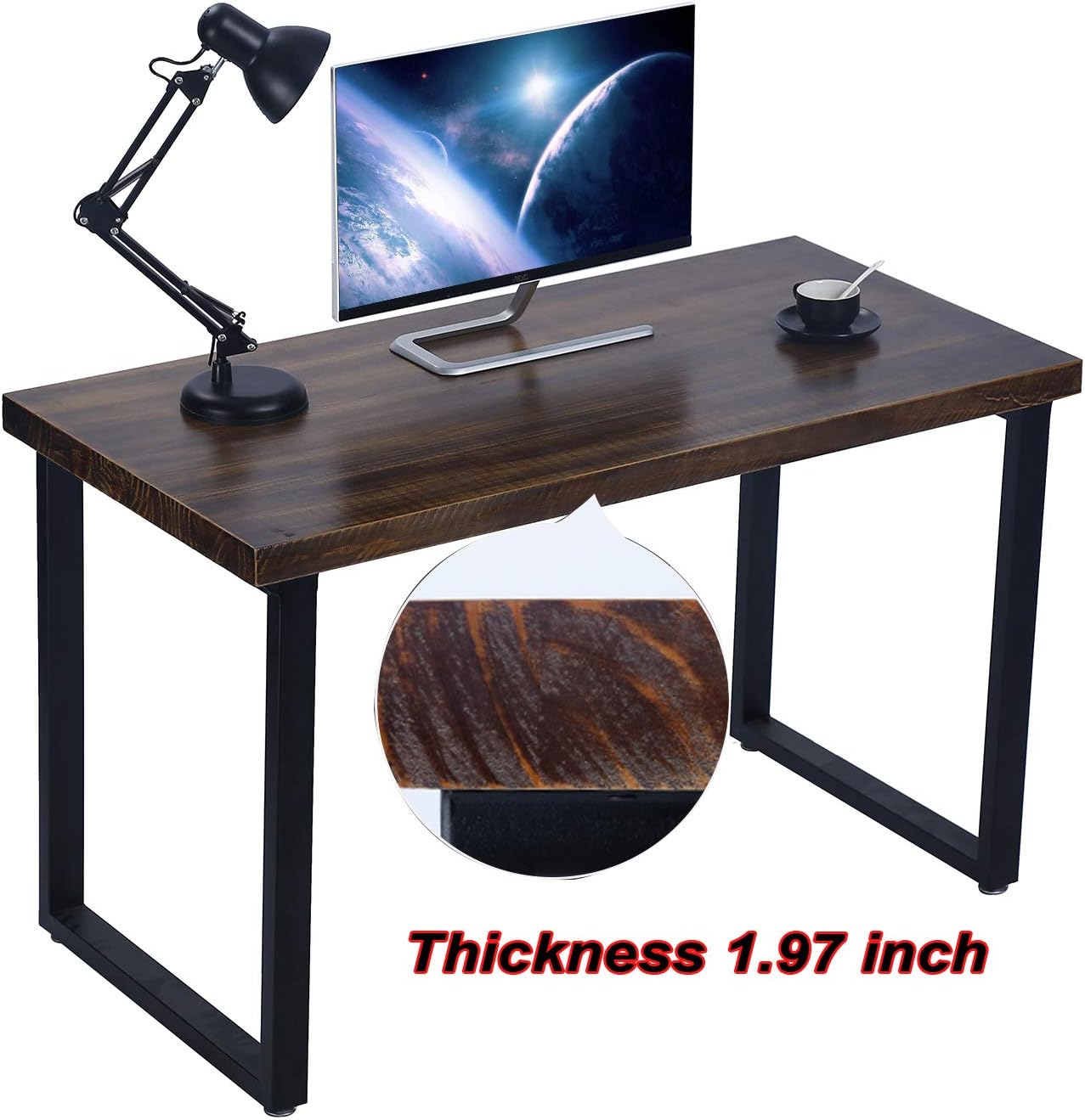 Environmentally Solid Wood Office Desk Industrial 47" Large Size Office Workstations Computer Writing Tables Furniture High Grade Retro Home Office Collection Furniture,Easy to Assemble