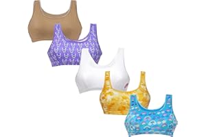 DChica Girls Training Bra, Seamless Crop Top Cotton Stretch Training Bras for Teens - Pack of 5