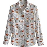 domirica Elegant Button Up Shirts for Women Lightweight Boho Long Sleeve Button Shirts for Women Spring Fall Casual Wear