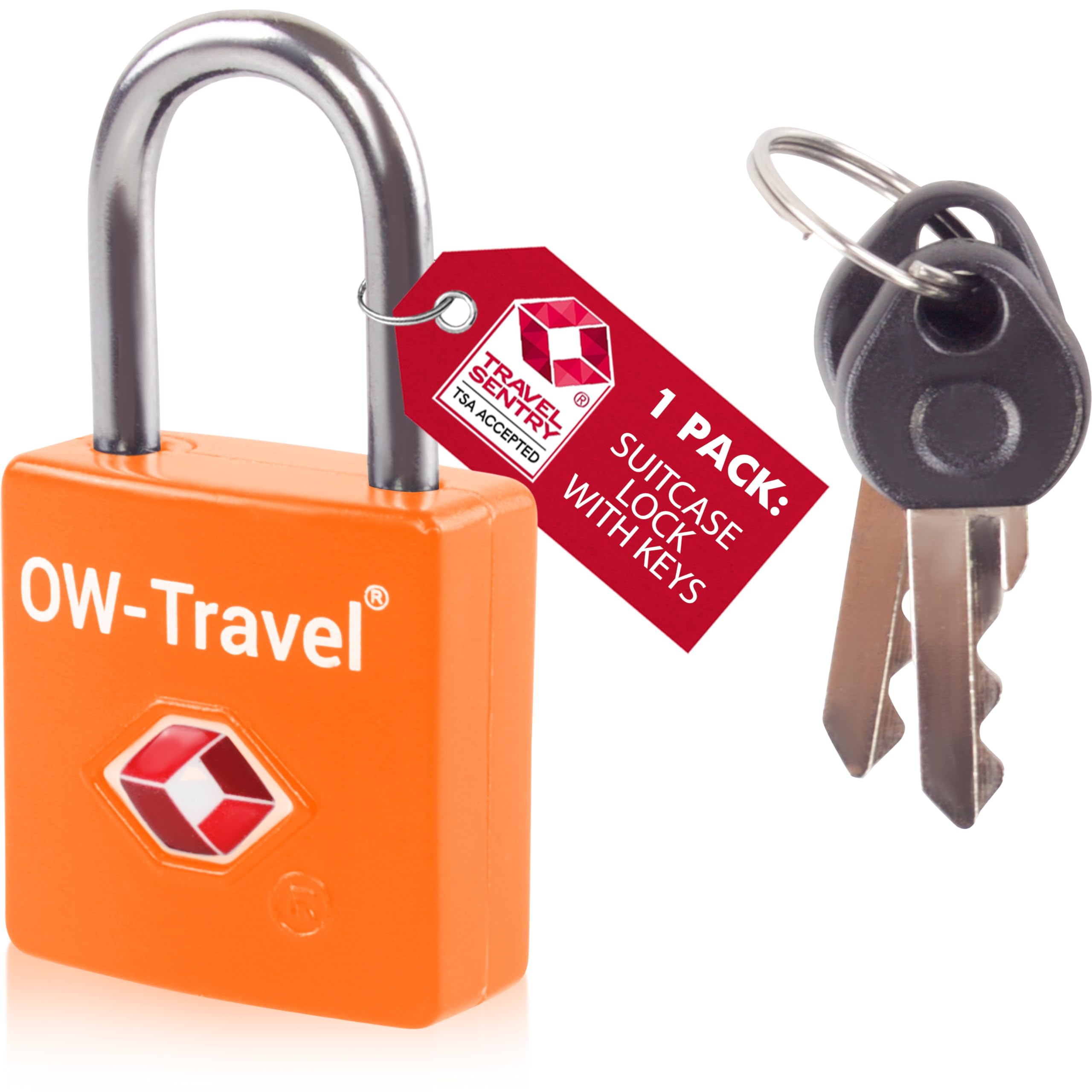 OW-Travel TSA Approved Luggage Locks Suitcase Locks with Keys (1 Pack Orange) Travel Padlock Bag Small Padlock. Luggage Padlocks for Suitcases. Mini TSA Suitcase Padlocks with Keys for Bags and Cases