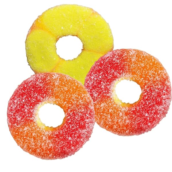 FRUIDLES PEACH GUMMI RINGS CANDY, ASSORTED FRUIT FLAVORS GUMMIES, ALLERGY FRIENDLY, NON-GMO, NO ARTIFICIAL SWEETENERS GUMMY (HALF-POUND)