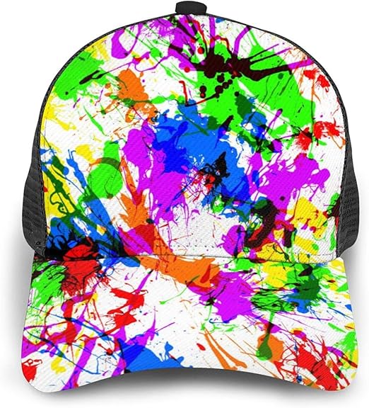 Paint Splatter Baseball Cap for Mens Womans Funny Mesh Adjustable