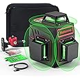 Motovera Self Leveling Laser Level 3x360° 3D Cross Line Rotary Lasers Green Beam, Pulse Mode Battery Indicator, USB Type-C Charging, 360° Adjustable Liftable Magnetic Base, Li-ion Battery