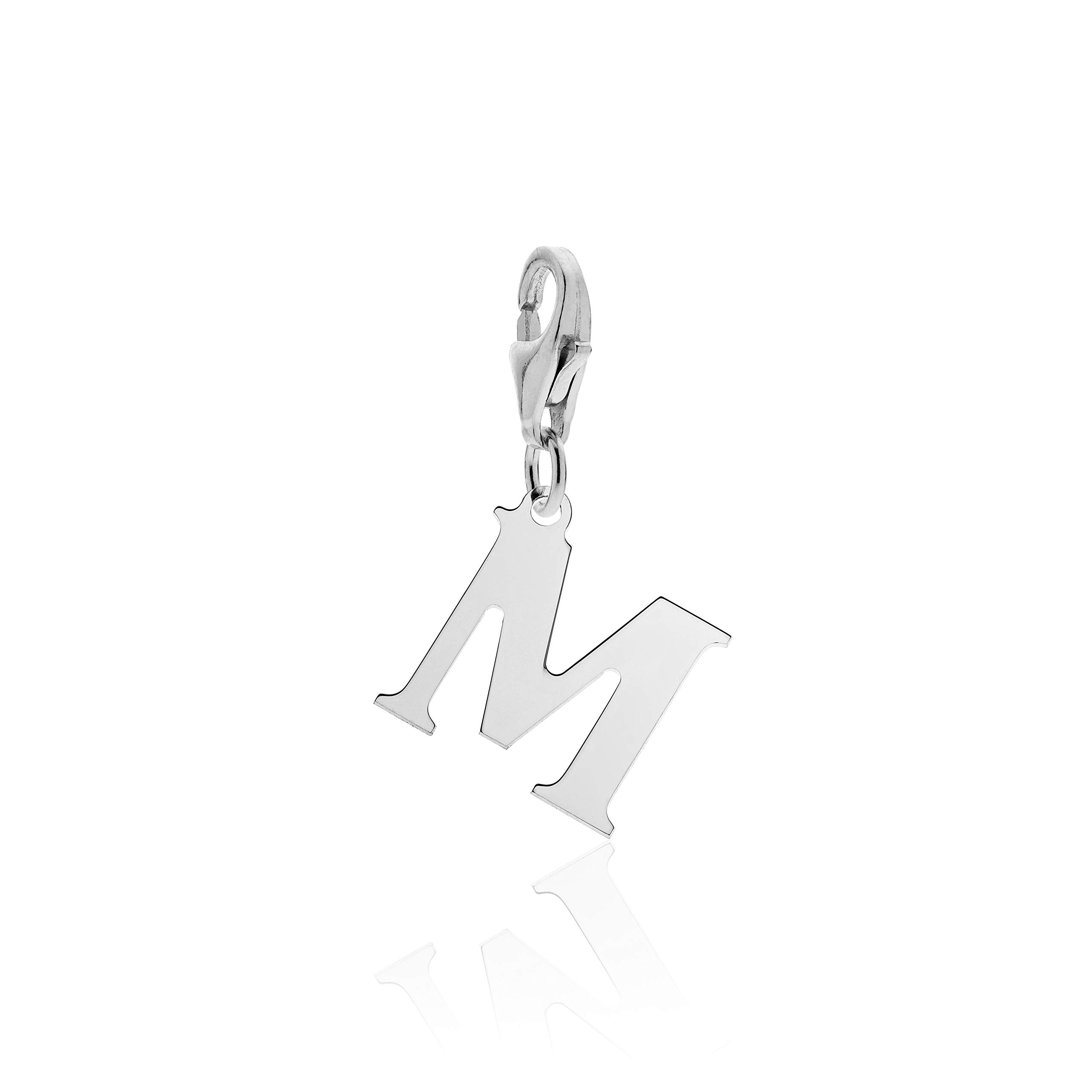 Aka Gioielli® - 925 Sterling Silver Letter M Clip on Charm, Women and Girls charms for bracelets