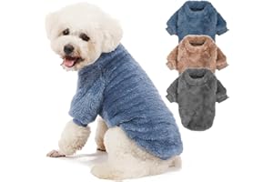 Kyaringtso Dog Sweater, 3 Pack Dog Sweaters for Small Dogs, Dog Clothes for Small Dogs Girl Boy, Ultra Soft and Warm Puppy Sweater Dog Coat for Winter Christmas (Medium, Blue+Lt Coffee+Dark Grey)