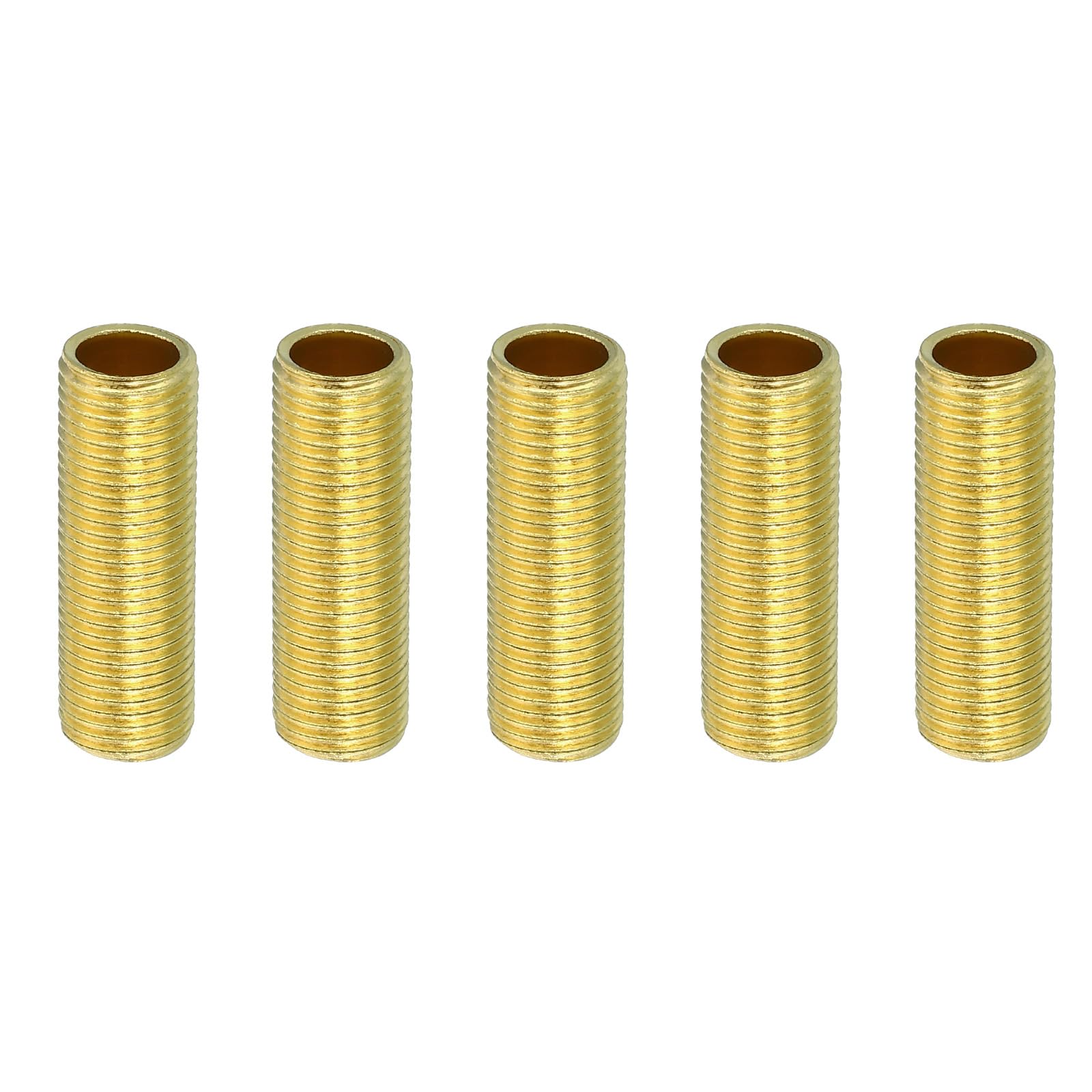 PATIKIL M10 Fine Thread Lamp Pipe, 5 Pack 30mm Threaded Hollow Tube Adapter Brass Coupler Connector Pipe Fitting