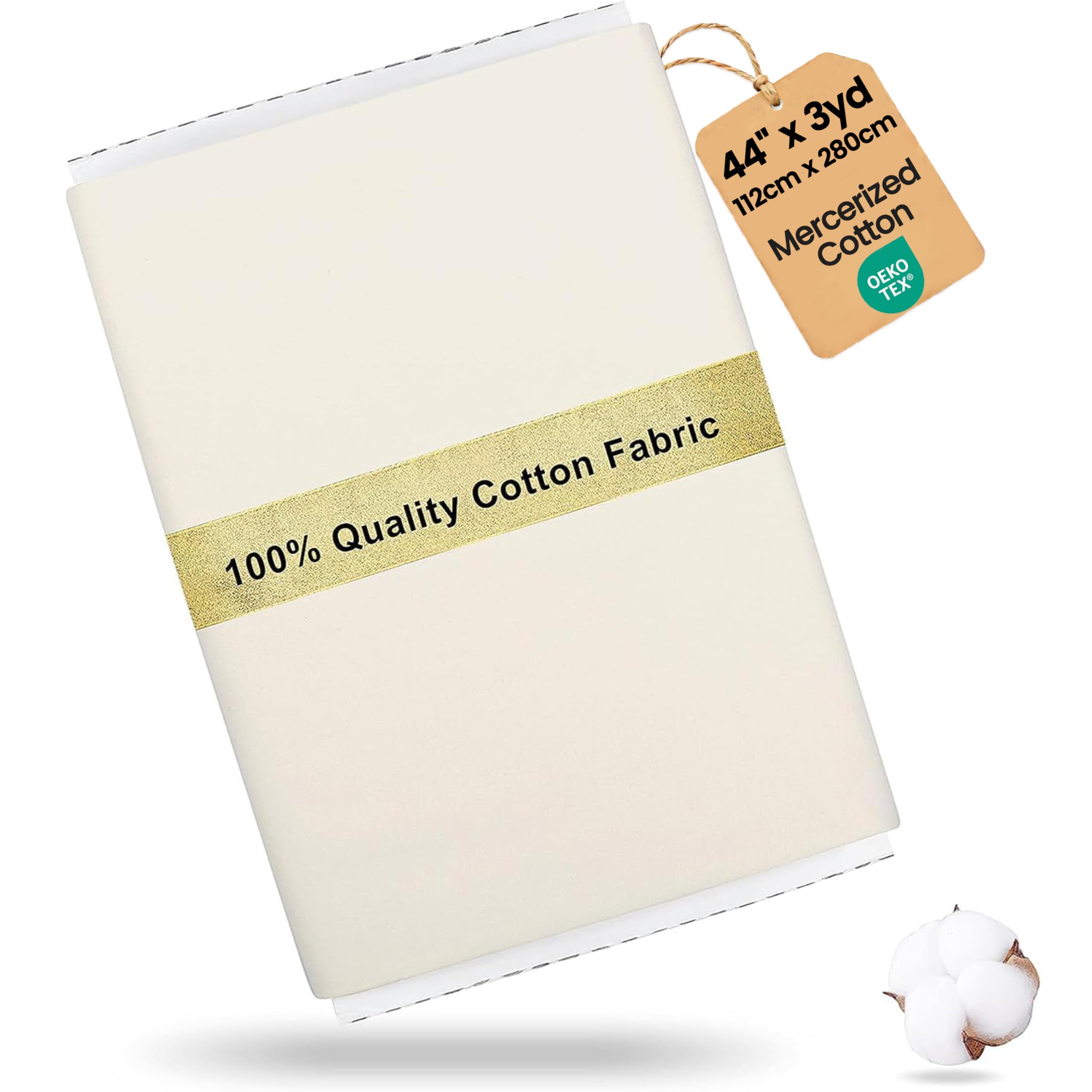 Craftido 100% Cotton Fabric by The Metre 112cm Wide x 280cm Extra Long -Medium Weight 145g- for Quilting, Sewing, Dressmaking, Bedding, Lining, Arts & Crafts - Ivory White