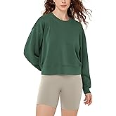 ODODOS Modal Soft Long Sleeve Cropped Sweatshirts for Women Oversized Crew Neck Pullover Crop Top