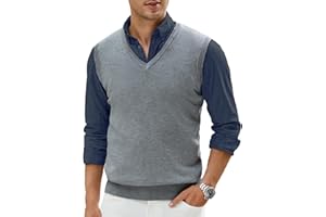 Moda Viva Men's V-Neck Sweater Vest Wool Blend Knitted Sleeveless Pullover Sweater Vests