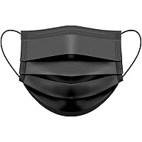 50Pcs Kids Face Mask Disposable 3 Ply Safety Face Mask,4-12 Children Face Mask (50 Pcs, Black)
