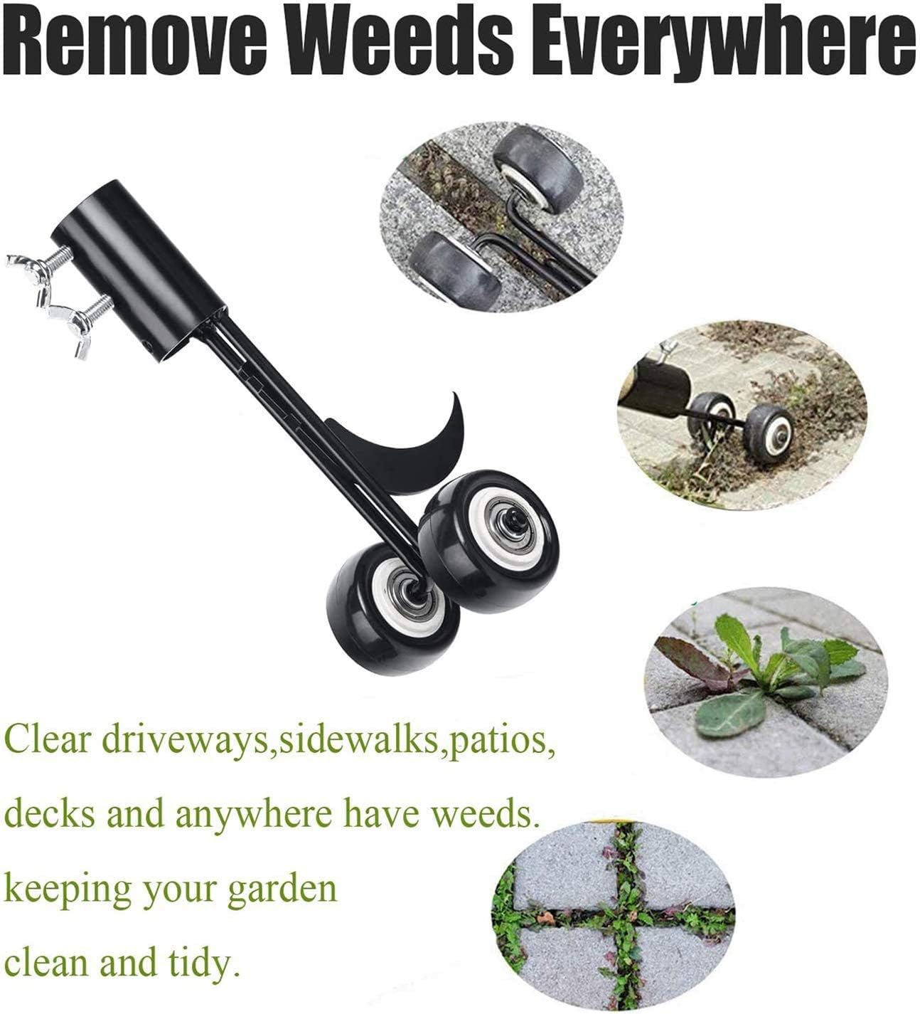 MiaoMa Hook Weed Remover Tool, Patio Weeding Tool with Wheels Weed