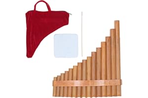TOMOTATO Professional Wooden Panpipe Pan Flute 15 Pipes G Key Woodwind Musical Instrument Pan Pipe Flute (Right Hand)