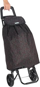 Rainberg 50L Lightweight 2 Wheel Shopping Trolley Black Pattern view 9
