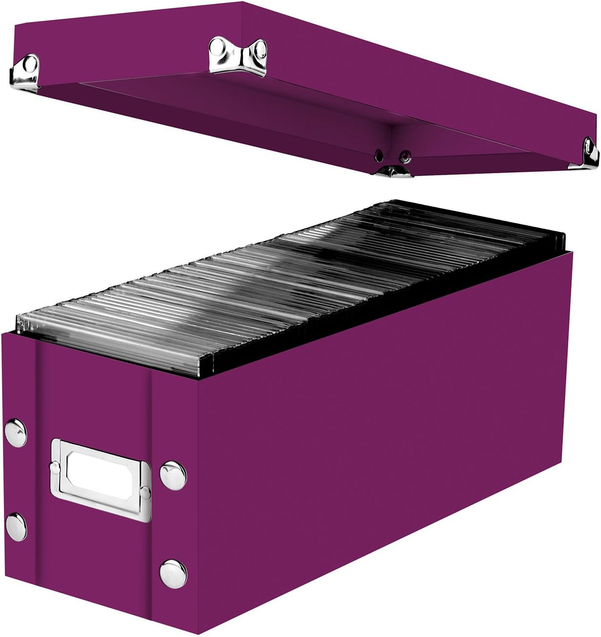 Snap-N-Store Standard CD Storage Box, 13.25" x 5.125" x 5.125", Holds up to 165 CDs, Berry (SNS03313)