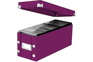 Snap-N-Store CD Storage Box - Pack of 1, Durable, 5.1 x 5.1 x 13.2 Inch Disc Holder with Lid to Store up to 165 Discs - Berry