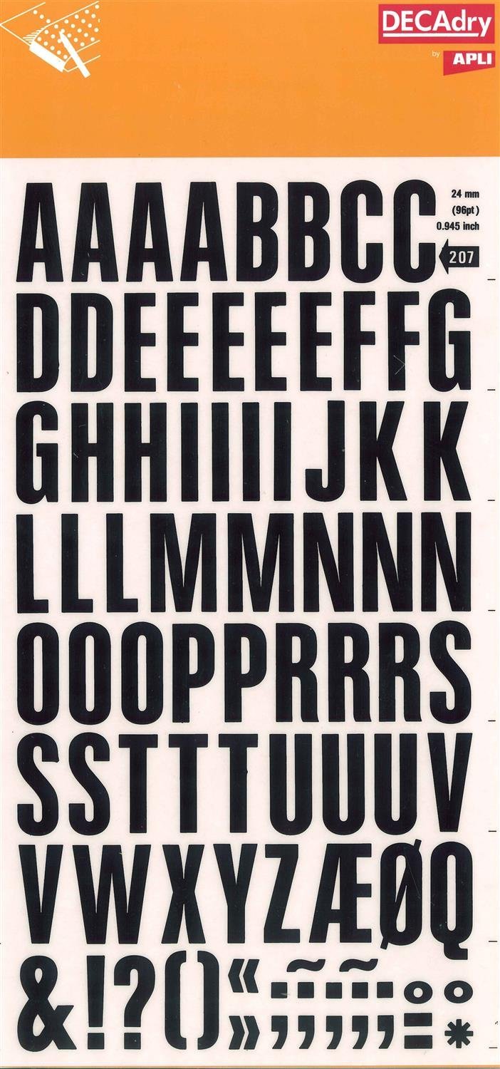 Transferable Letters and Numbers, Black, Super Letters, 24 mm, Black