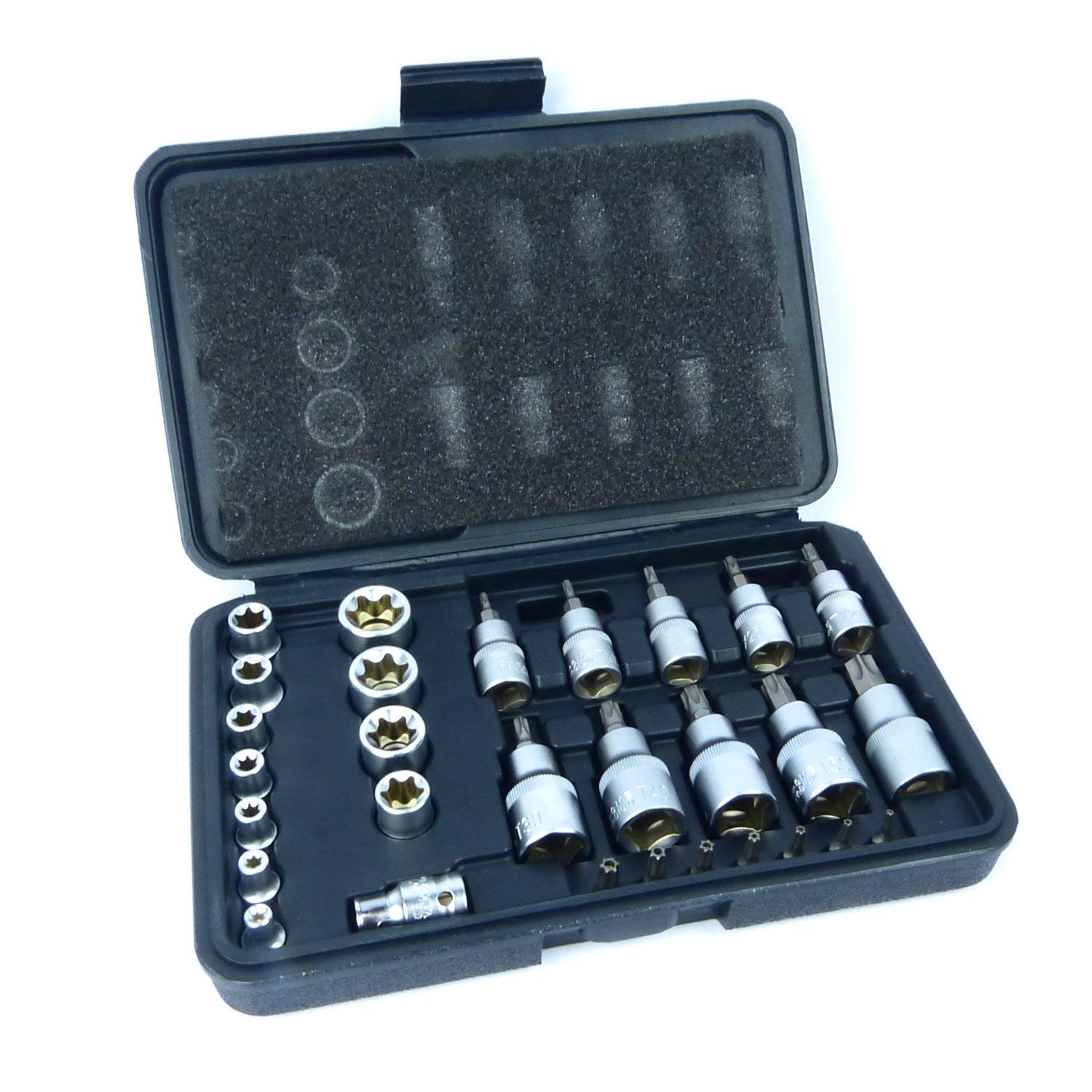 Star Socket and Bit Set 30pc Male and Female Torx Sockets E & T Socket Bits