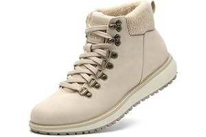 ANJOUFEMME Womens Comfy Hiking Boots-Casual Outdoor Lace up Ankle Booties Work Boots LightWeight Winter Shoes for Walking Trekking