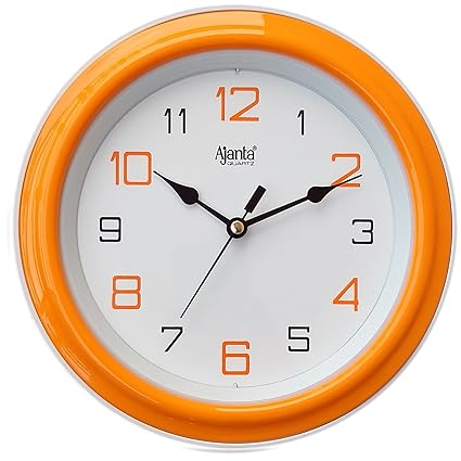 Ajanta Plastic Round Motion Clock (20.5 cm x 20.5 cm x 3.5 cm, Orange)