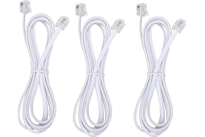 LANSENSU Telephone landline Extension Cord Cable Cord with Standard RJ-11 6P4C Plug (3Ft-3Pack, White)