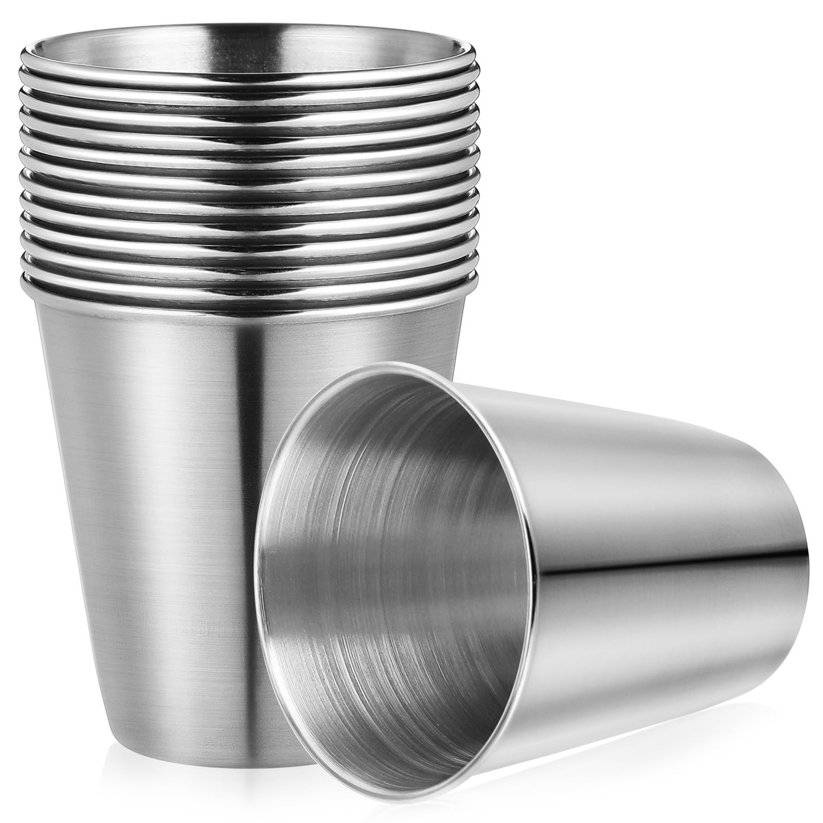 NUOBESTY 12pcs Stainless Steel Shot Glasses Dipping Sauce Dishes Bowls Vessel Drinking Cup Barware Stainless Steel Cups for Home Party Camping(70ml)