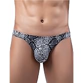 VORHELOVE Men's Sexy Thong Underwear T Back Bikini Briefs Low Waist G String with Bulge Pouch Leopard Print Panties S-XL