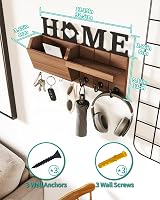 HapiRm Key Holder Wall Mounted 7 Hooks Mail Sorter Home Design Brown view 4