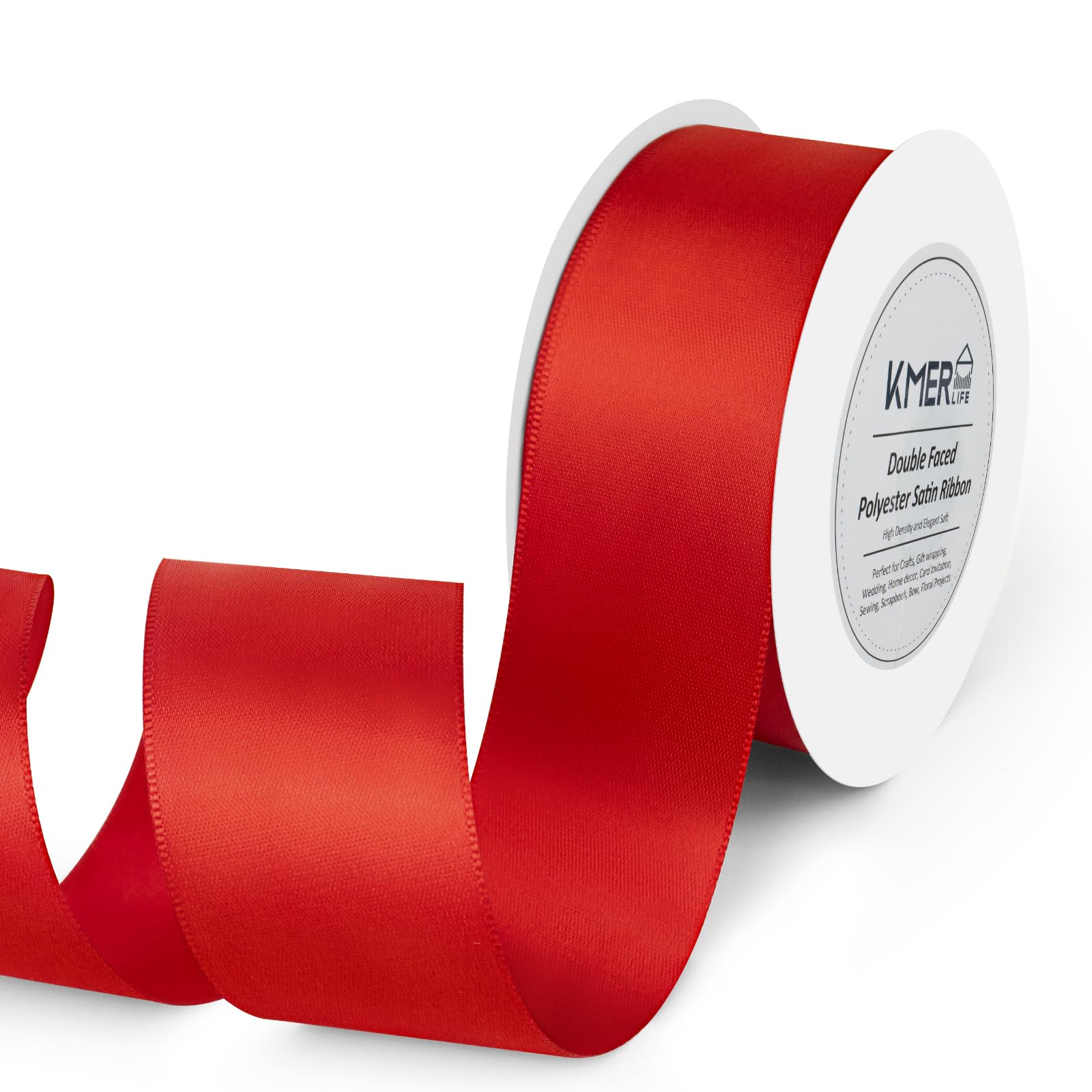 Photo 1 of 1-1/2 inch x 25 Yards Double Faced Polyester Red Satin Ribbon, Perfect for Gift Wrapping Very Suitable for Weddings Party Hair Bow Invitation Decorations and More