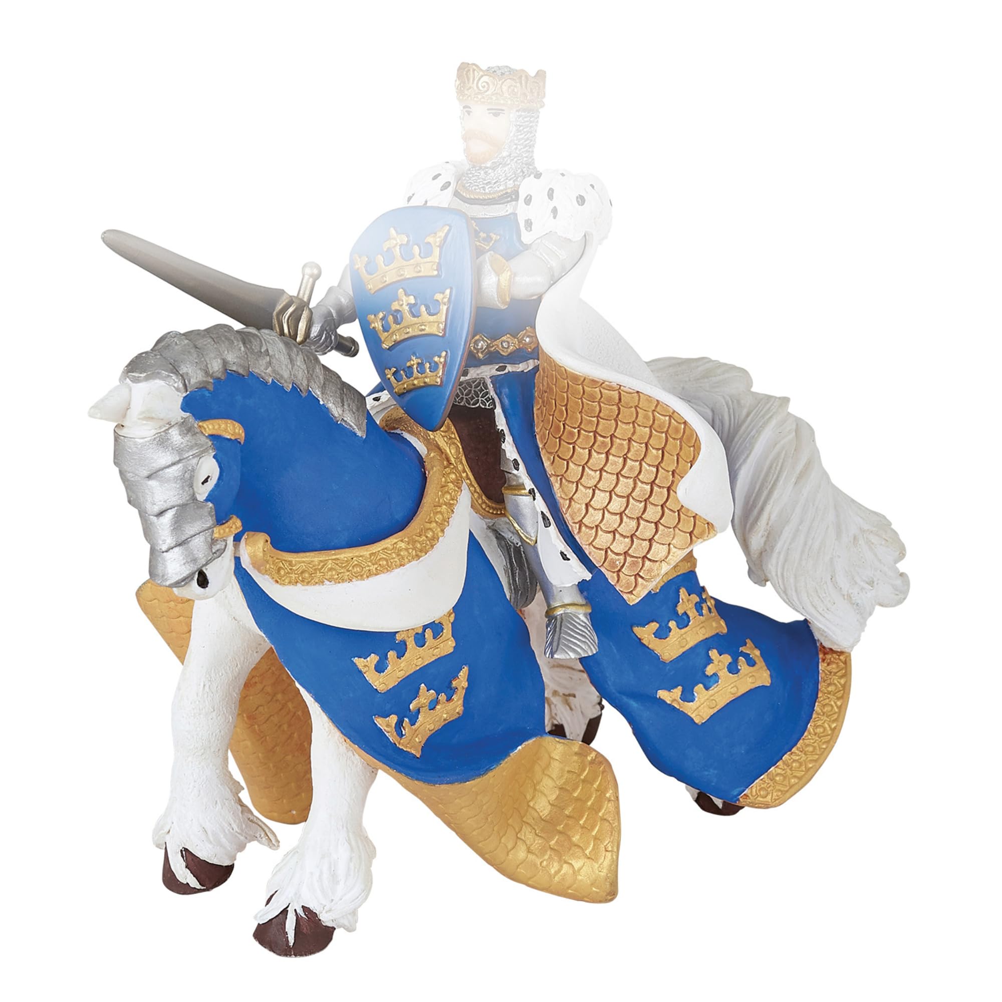 Papo - Realistic Blue King Arthur Horse Figure Toy for Kids - Ages 3+ - Fantasy & Medieval Collection - Creative Play Medieval World - Gift Idea Toy for Girls and Boys - 14 Cm X 7.5 Cm X 9.5 Cm