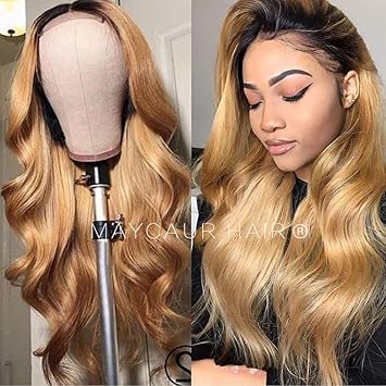 Fw Lace Front Maycaur Black Blonde Ombre Color Synthetic Lace