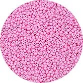ORNSHIZI 2mm Pink Seed Beads 12/0, 50grams About 5000pcs Seed Beads for Making Waist Bracelet Earring Necklace Jewelry