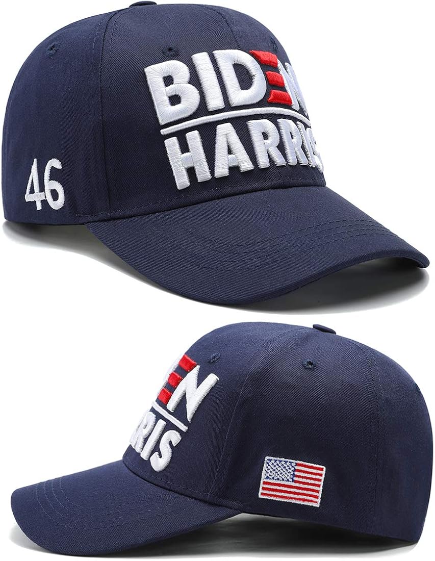 Joe Biden Harris 2020 Hat for 46th President Election Dimensional Embroidery Cotton Baseball Cap with American Flag: Clothing