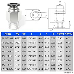 TAILONZ PNEUMATIC Male Straight 1/4 Inch Tube OD x