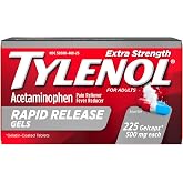 Tylenol Extra Strength Rapid Release Gels, 500 mg Acetaminophen, 225 Ct | Pain Reliever &amp; Fever Reducer for Adults, Gelcaps with Laser-Drilled Holes, Fast &amp; Strong Pain Relief