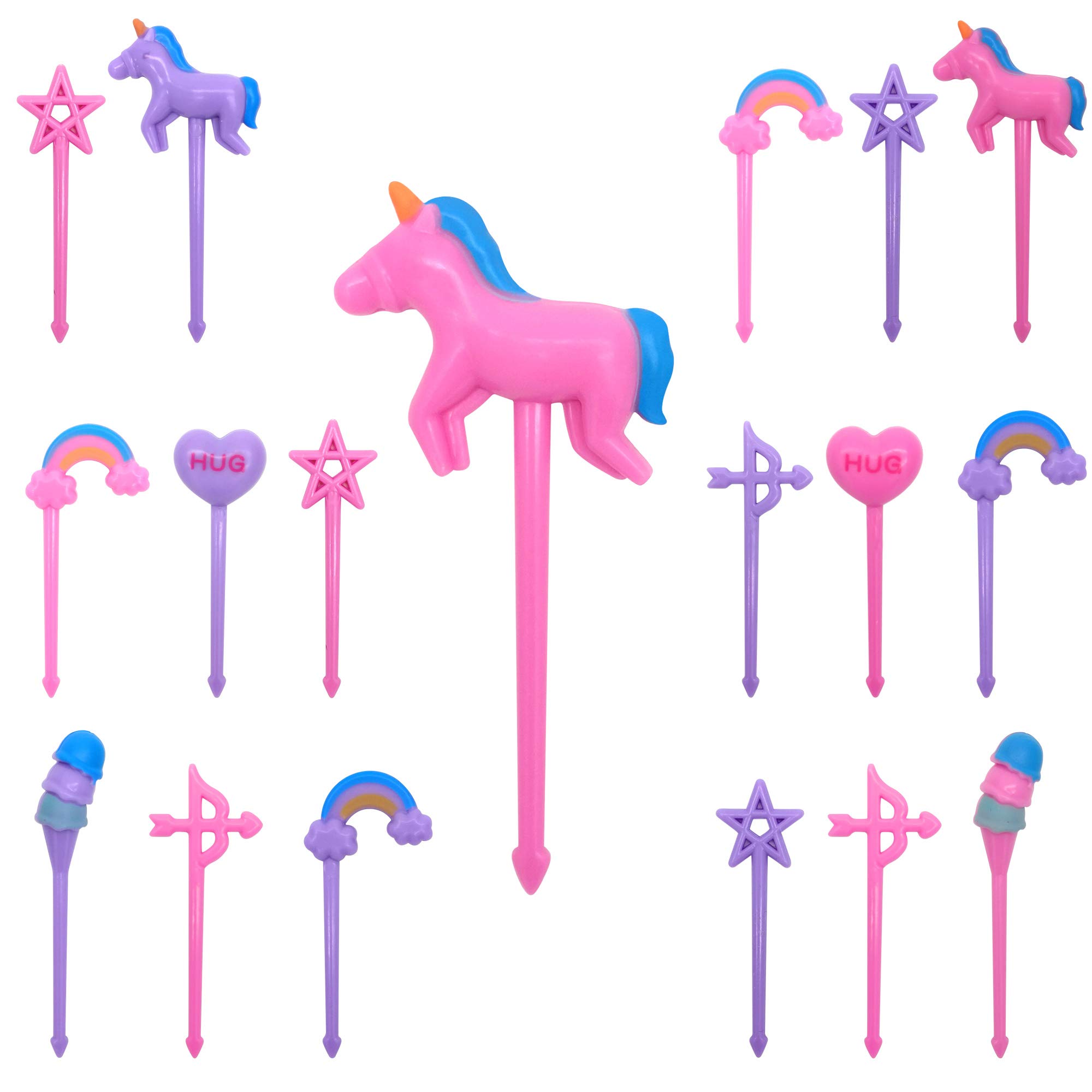 Photo 1 of GET FRESH Unicorn Bento Food Picks for Kids 24 pc Set Cute Decorative Plastic Animal Toothpicks for Toddlers Lunch Decoration Reusable Bento Box Set