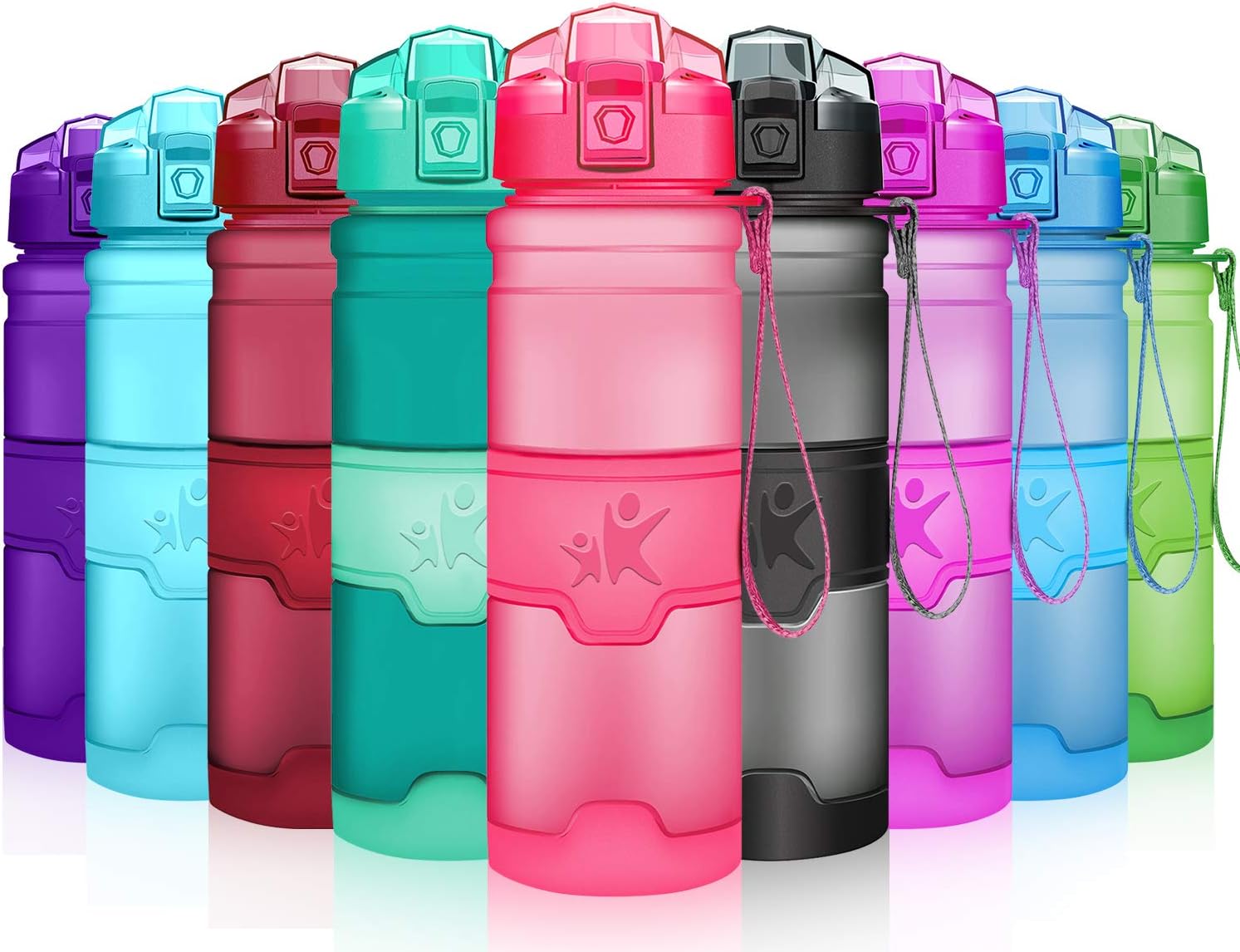 KollyKolla Sports Water Bottle BPA Free & EcoFriendly Plastic, Flip