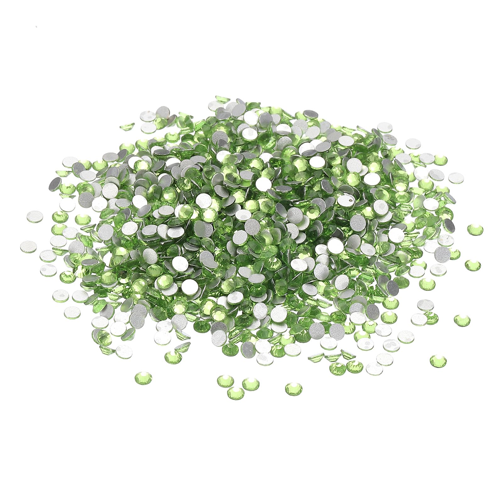 PATIKIL SS16/1440Pcs Glass Diamante Rhinestone, Crystal Glass Flat Back Rhinestones Round Crystal Man Made Gems Diamond Decor for Nail Art Craft Clothes DIY Makeup, Light Green